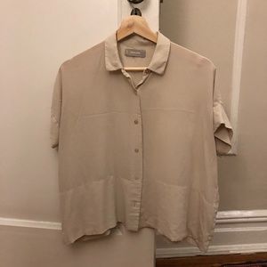 Clean Silk Short-Sleeve Square Shirt in Stone